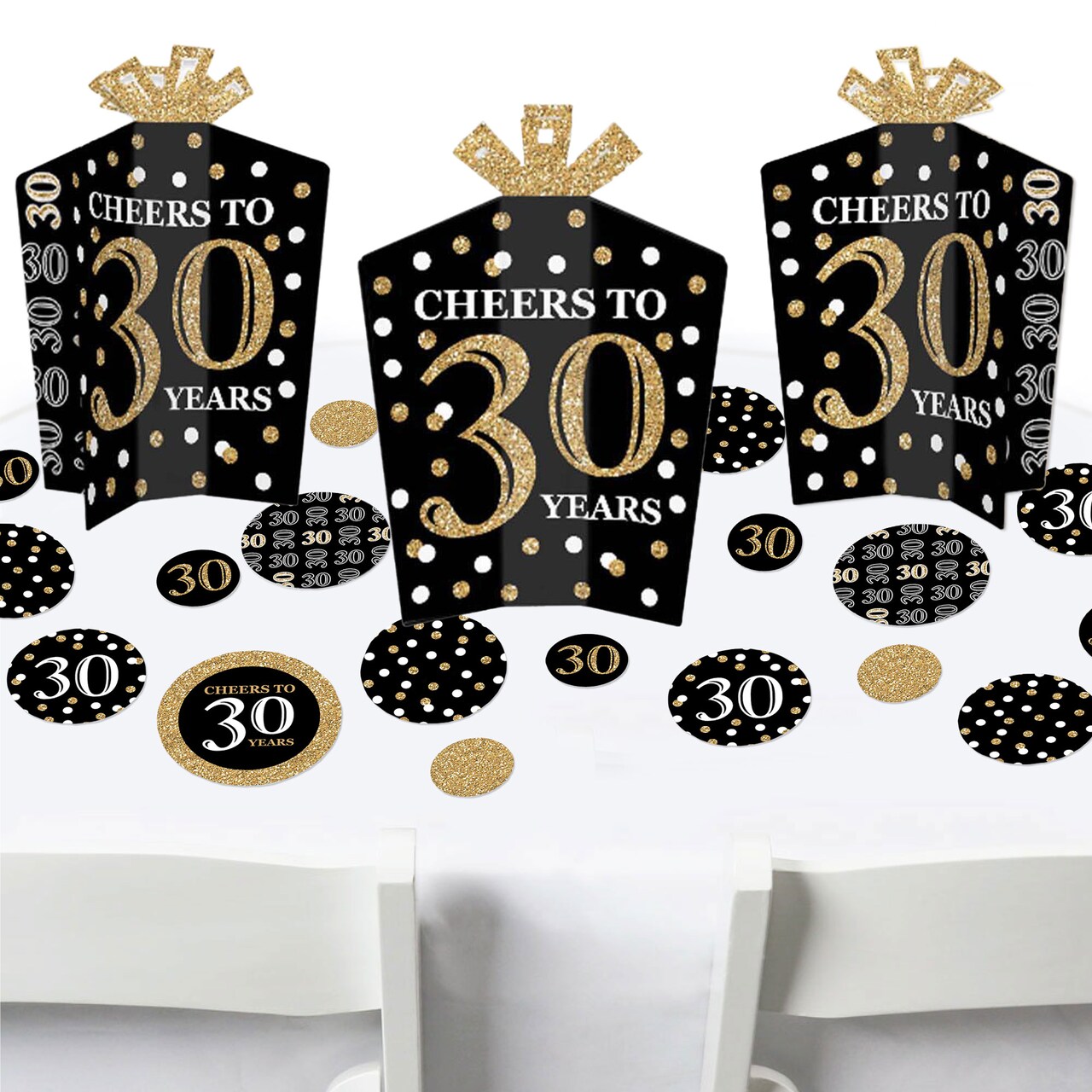 Big Dot of Happiness Adult 30th Birthday - Gold - Birthday Party Decor and Confetti - Terrific Table Centerpiece Kit - Set of 30